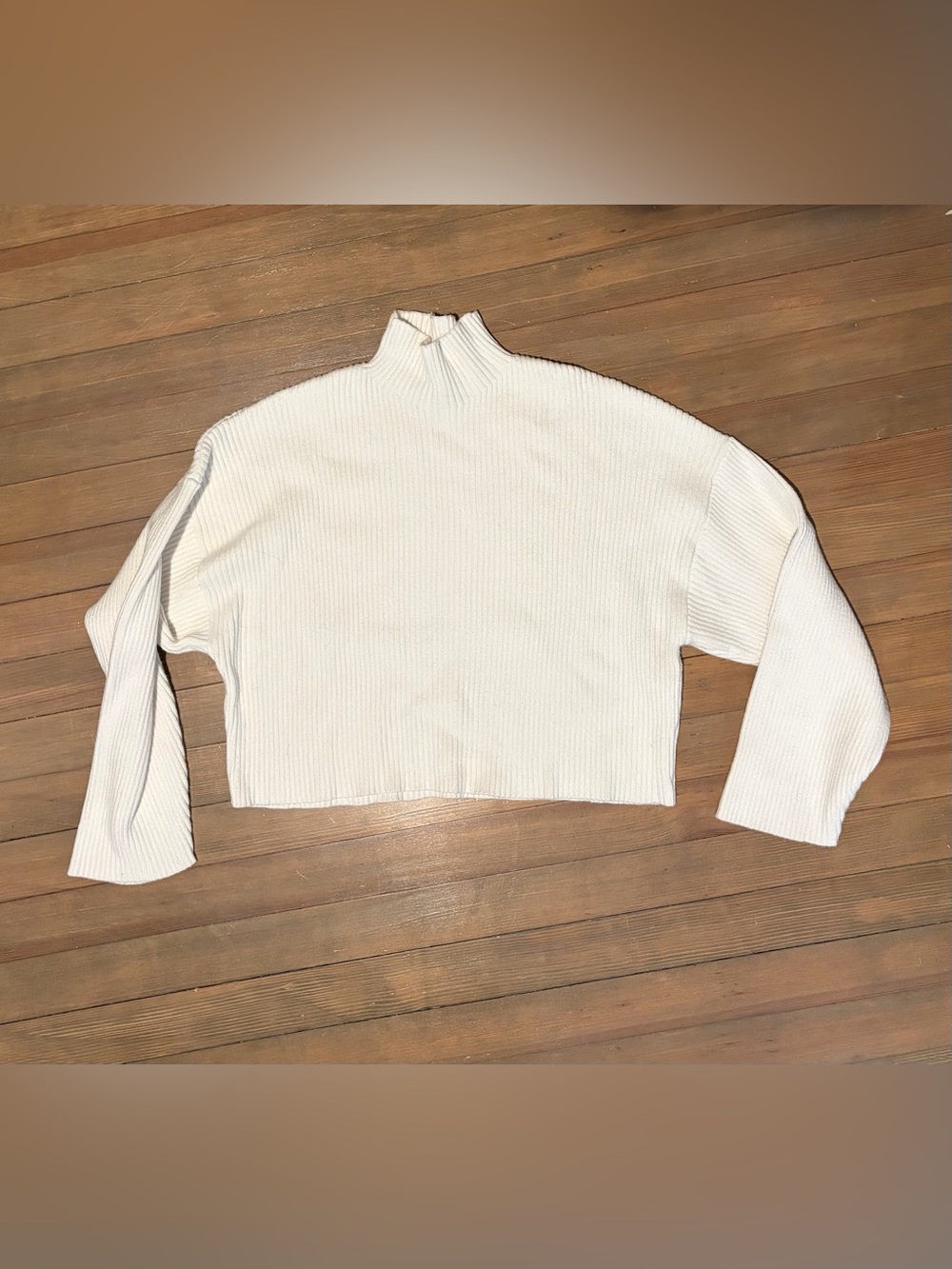 Women’s Cream Ribbed Mock Neck Sweater